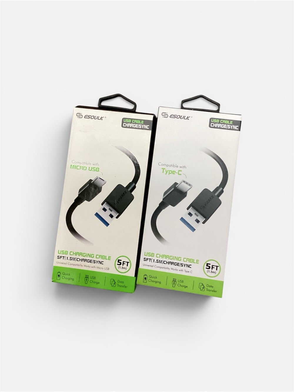 5FT USB Charging Cable - Black (Micro USB & Type-C)